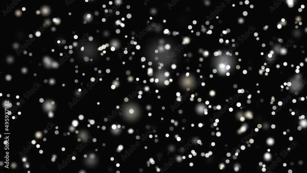 Bright circles of different size ,it white and yellow color move on random paths across the screen and form an animated background pattern