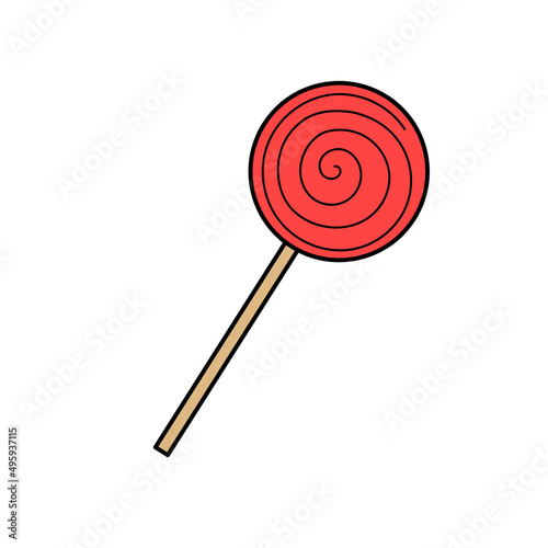 Lollipop vector icon. Flat colorful sweets logo with lines. Candies in thin style.