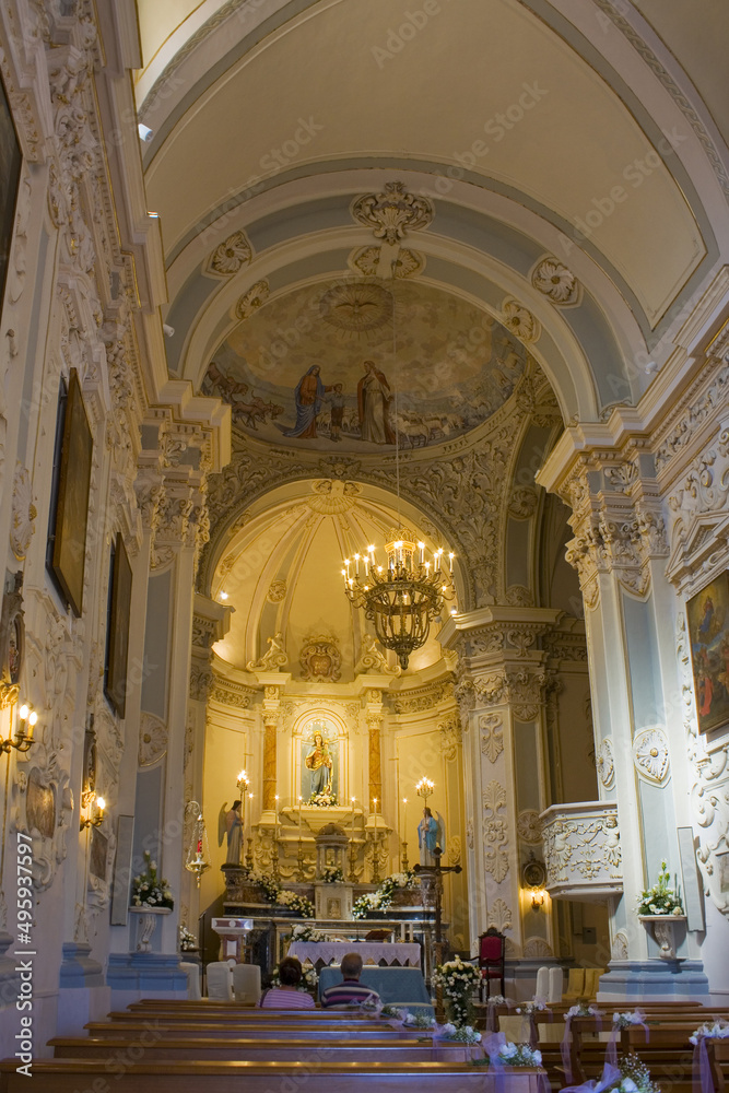  Interior of San Giuseppe Church at IX Aprile Square in Taormina, Sicily, Italy 