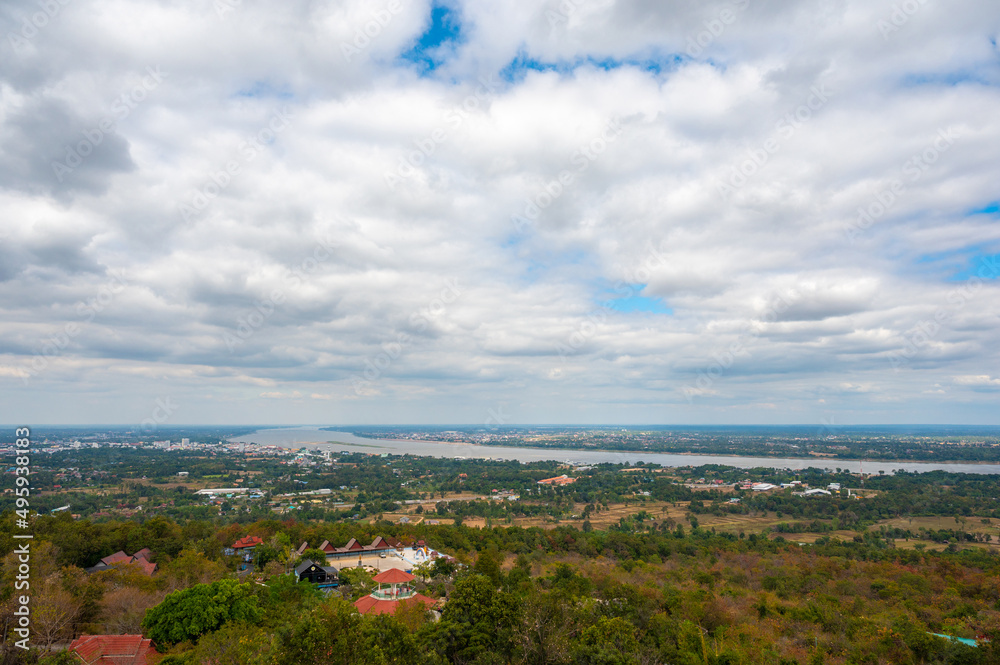 Landscape view over Mukdahan community town Mukdahan province,Thailand.