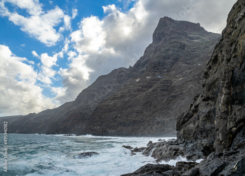 View of craggy western coast of Grand Canary island, Canary Islands, Spain