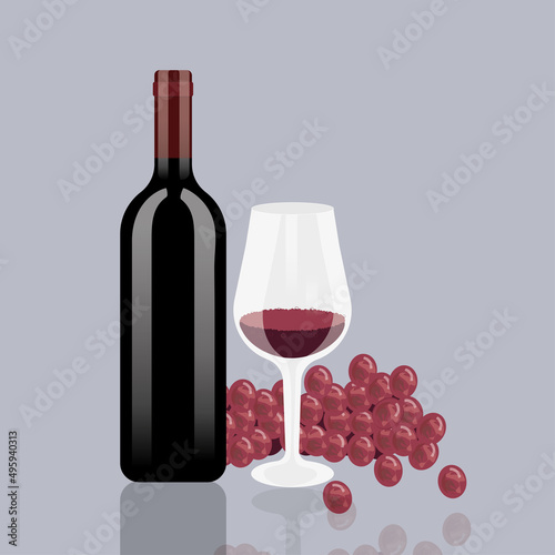 a glass of red wine,  red grapes