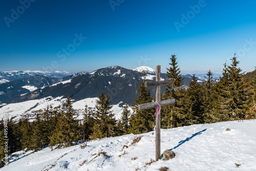 View from viewpoint near Sedlo pod Skalkou in winter Nizke Tatry mountains in Slovakia © honza28683