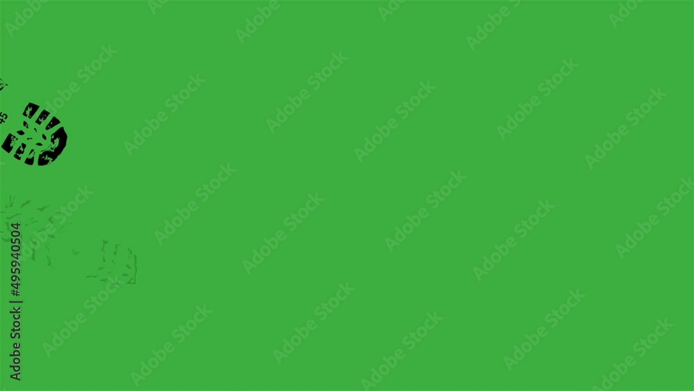Green background with footprints of walking boots Green background with footprints of walking boots