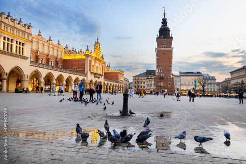 Cloth Hall Sukiennice and Town hall tower on Main square, Kraków, (UNESCO), Poland