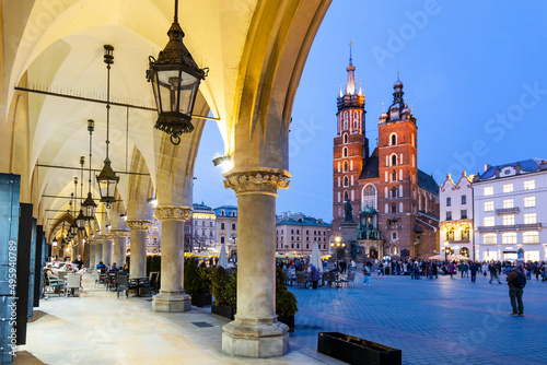 Cloth Hall and St. Mary's Basilica on the Market square, Kraków, (UNESCO), Poland