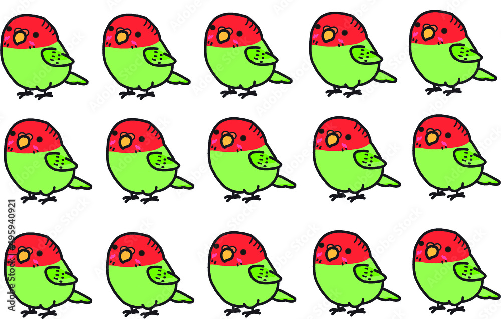 Obraz premium set of red green birds