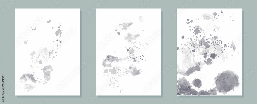 Abstract vector watercolor shapes in different colors. Creative color doodle art header set with different shapes and textures. Set of watercolor stains, splashes of different colors. Decor elements