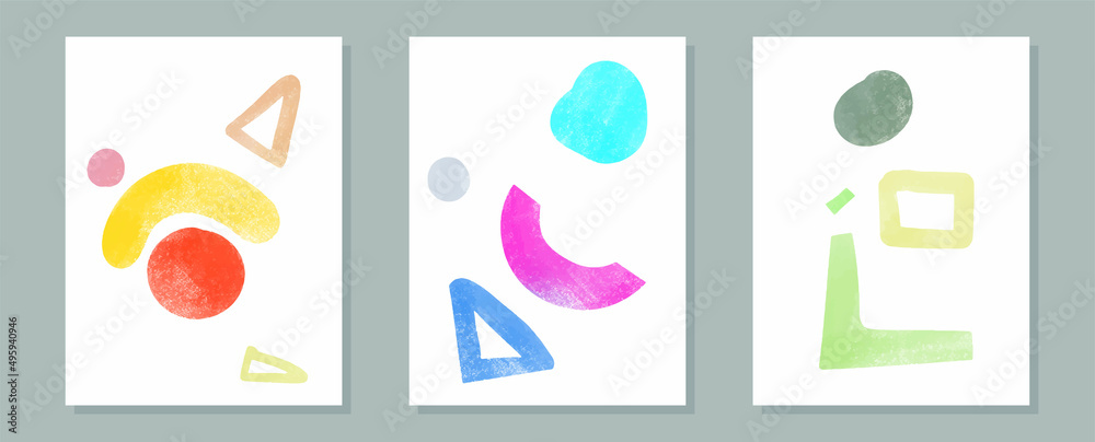 Abstract vector watercolor shapes in different colors. Creative color doodle art header set with different shapes and textures. Collage. vector illustration