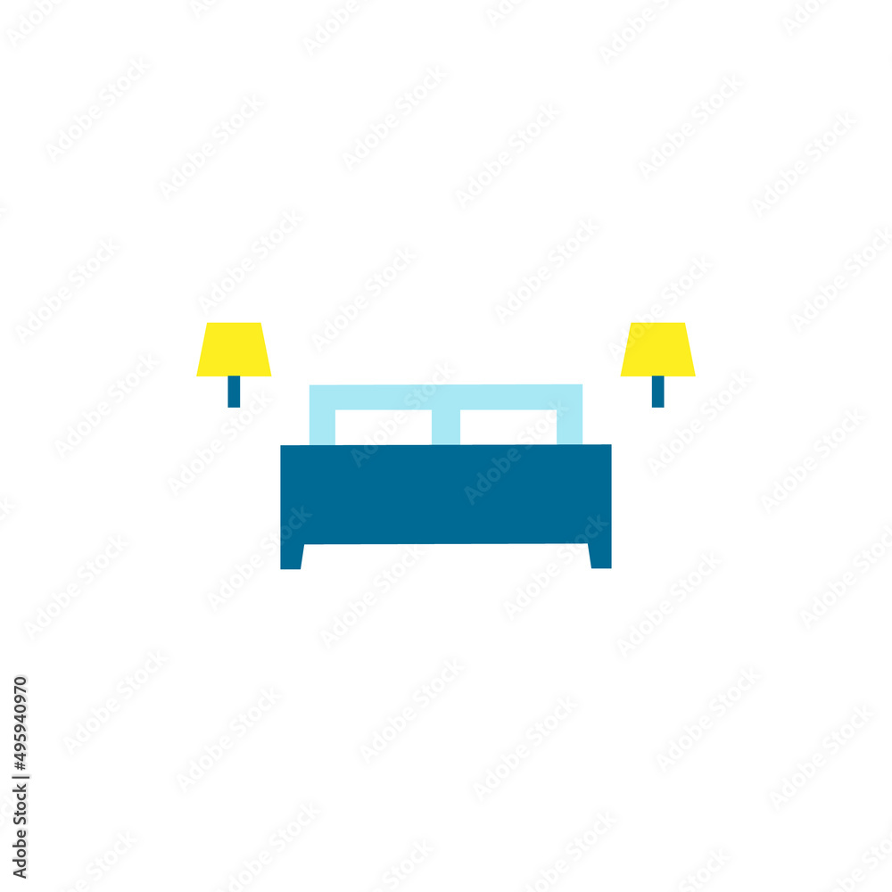 King size bed flat element design, Vector and Illustration. King size bed flat element design, Vector and Illustration.