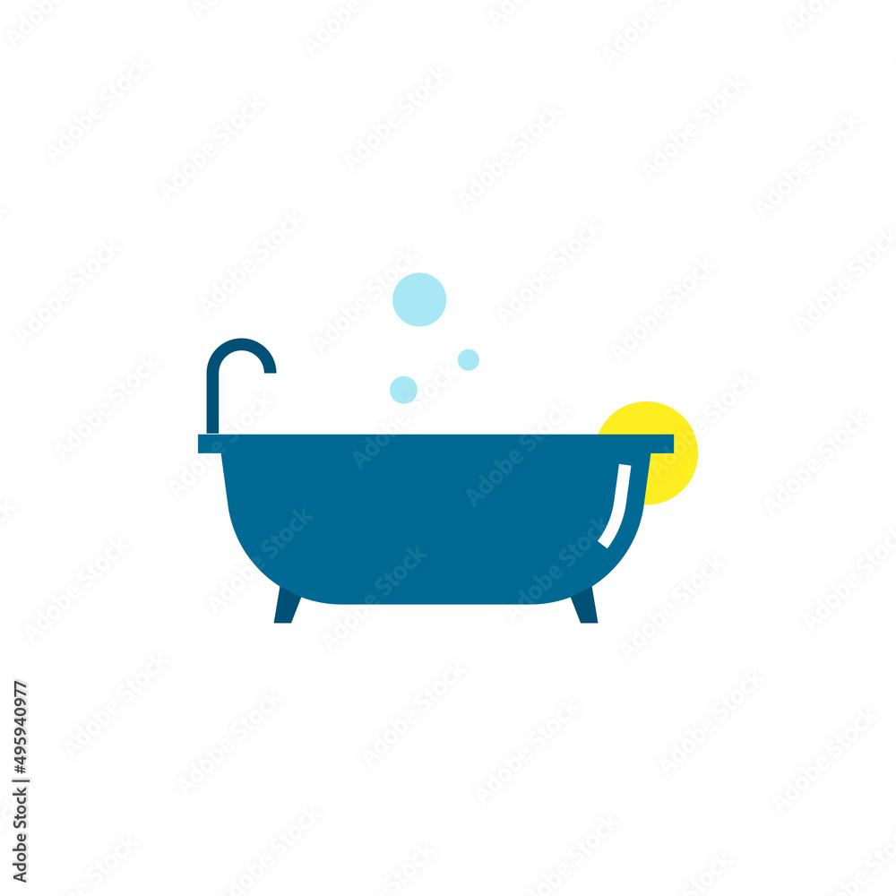 Bathtub with faucet flat element design, Vector and Illustration. Bathtub with faucet flat element design, Vector and Illustration.