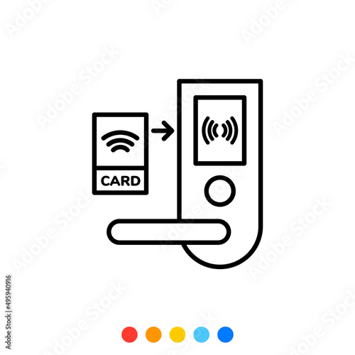 Key card door system icon, Vector and Illustration.