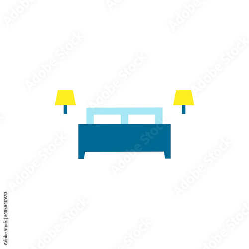 King size bed flat element design, Vector and Illustration.