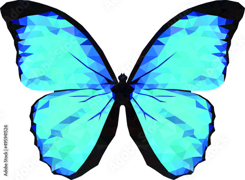 Blue butterfly, polygonal art, butterflies, triangles, blue