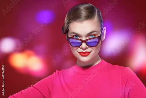female with elegant glasses