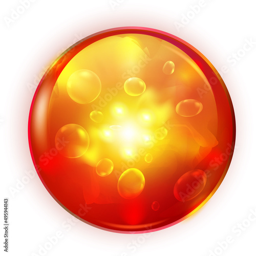 Fantasy light ball. Realistic fire magic orb