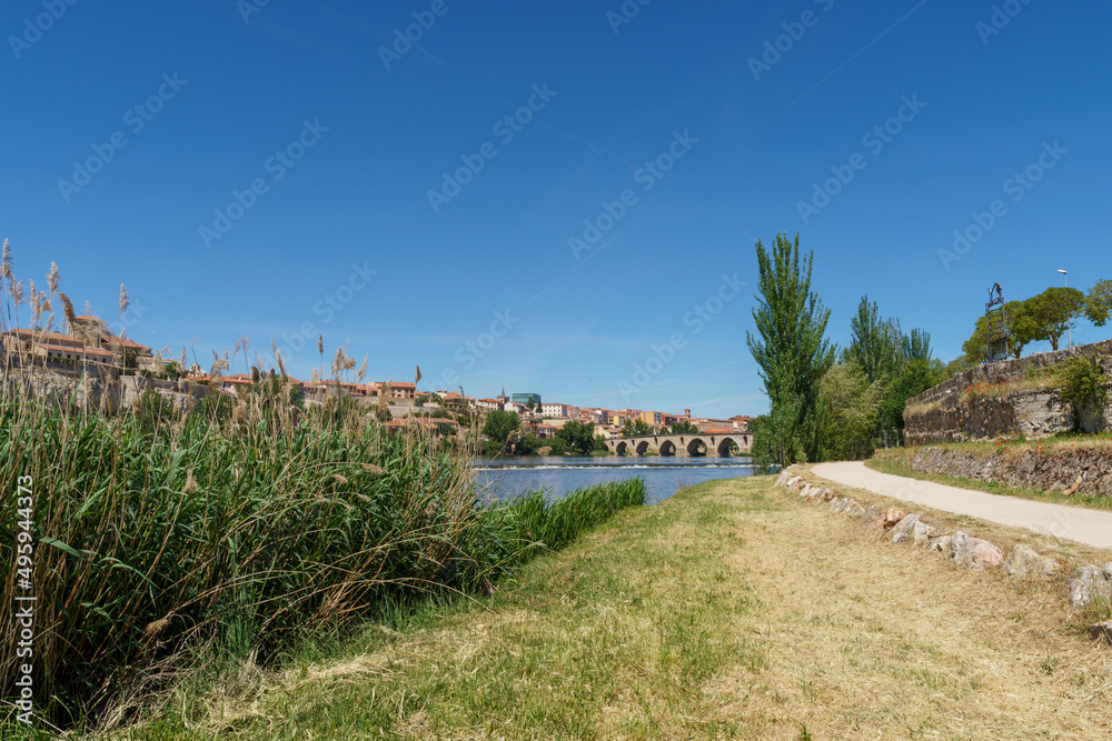 Cityscape of Zamora and Duero river. Castilla y León. Spain