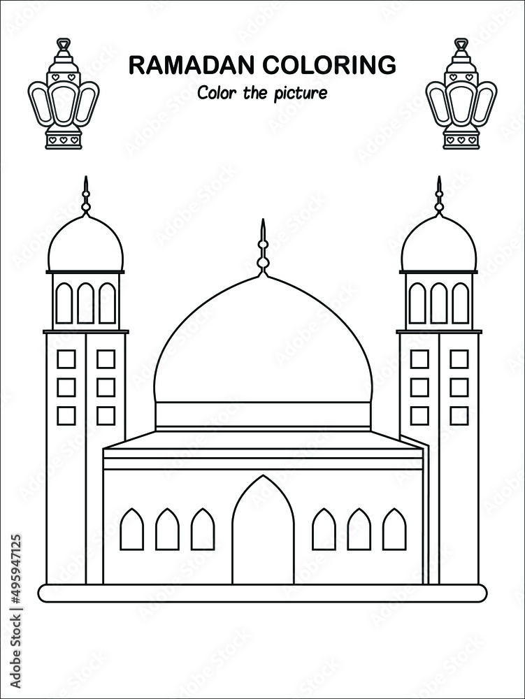 Printable Islamic Mosque Ramadan Children Coloring book page Ramadan Printable Islamic Mosque Ramadan Children Coloring book page Ramadan