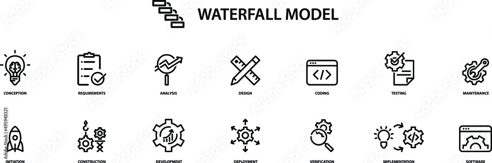 Waterfall - business model icon , vector - obrazy, fototapety, plakaty 