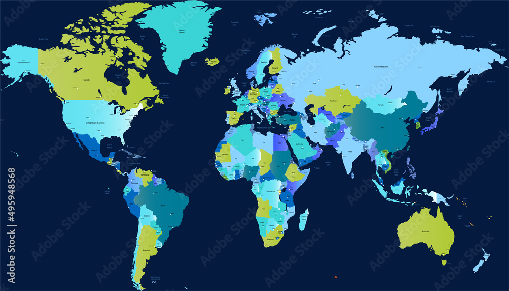Fototapeta premium World map. Color vector modern. 