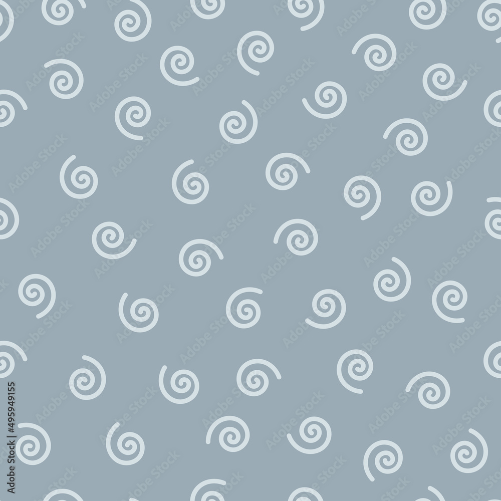 Grey seamless pattern with spirals.