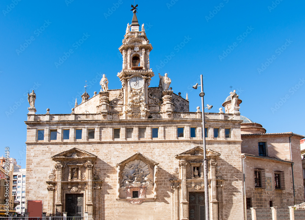 Historical architectural buildings in the old town of Valencia,  Spain

