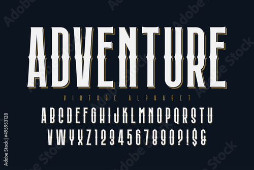 Original retro alphabet, condensed letters and numbers.