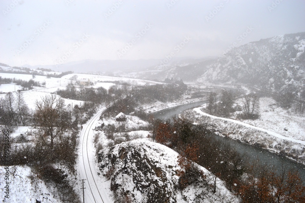 winter landscape of the river in winter