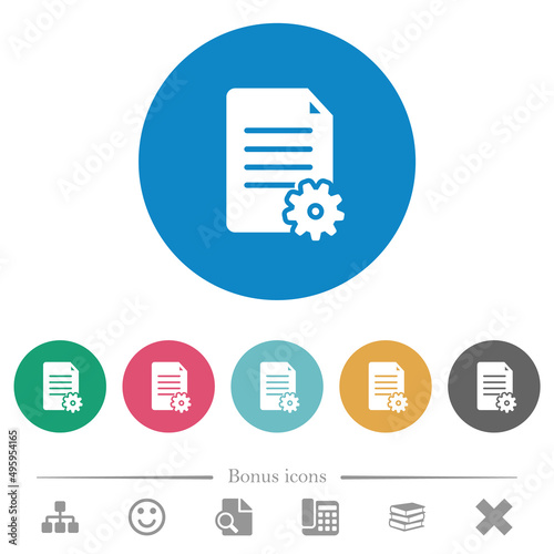 Document setup solid flat round icons