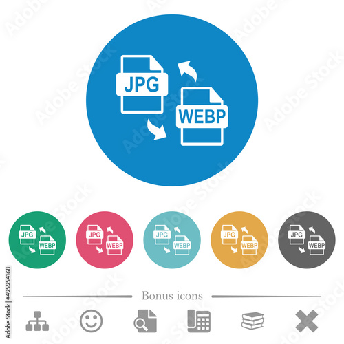 JPG WEBP file conversion flat round icons