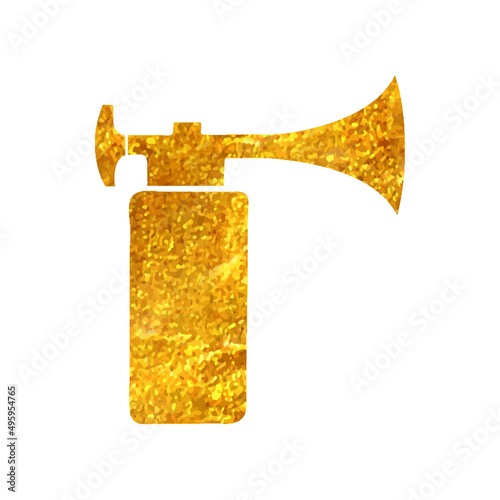 Hand drawn gold foil texture icon Gas horn photo