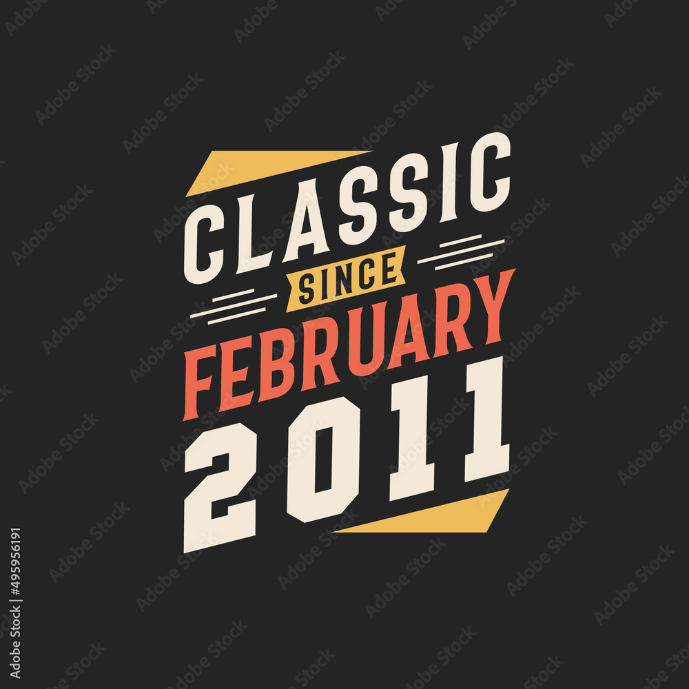 Classic Since February 2011. Born in February 2011 Retro Vintage Birthday