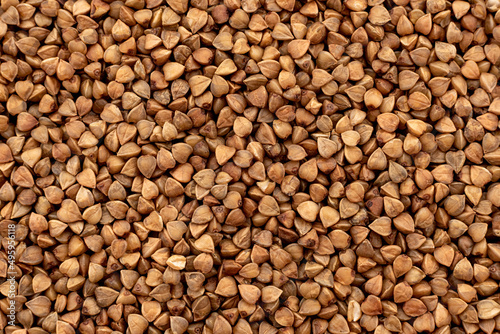 Buckwheat texture background. Natural healthy food  vegan diet. Buckwheat close-up
