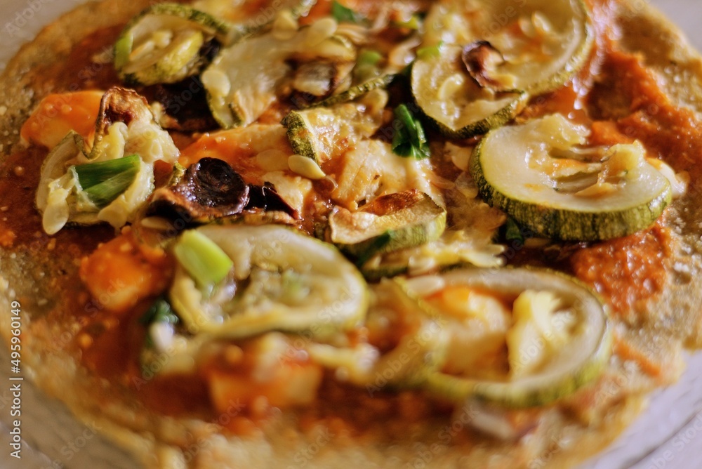 Pizza de quinoa y zapallitos Pizza de quinoa y zapallitos