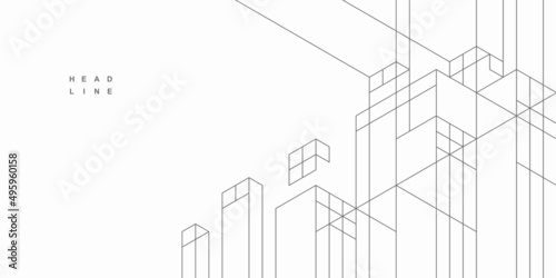 Abstract architectural construction. Geometric technological background.