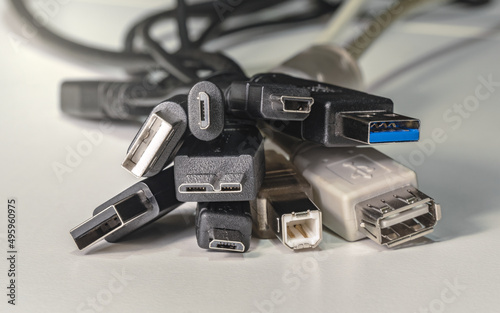 Wires, Cables, Cords - Various Types of Old, Used and Modern USB Connectors