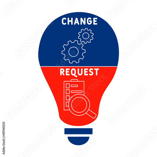CR - Change Request acronym. business concept background.  vector illustration concept with keywords and icons. lettering illustration with icons for web banner, flyer, landing