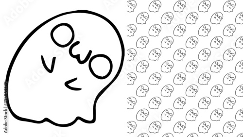 Ghost with OwO face, cute, kawaii