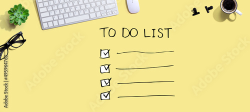 To do list with a computer keyboard and a mouse