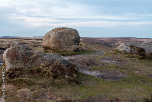 Rocks and hilly scenery of Higger Tor. Natural rock formation in the Peak District, close to Sheffield, UK © Christopher Keeley