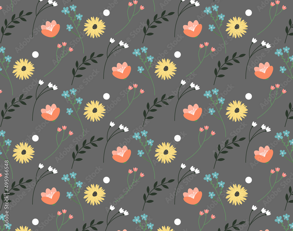 Beautiful pattern with summer flowers