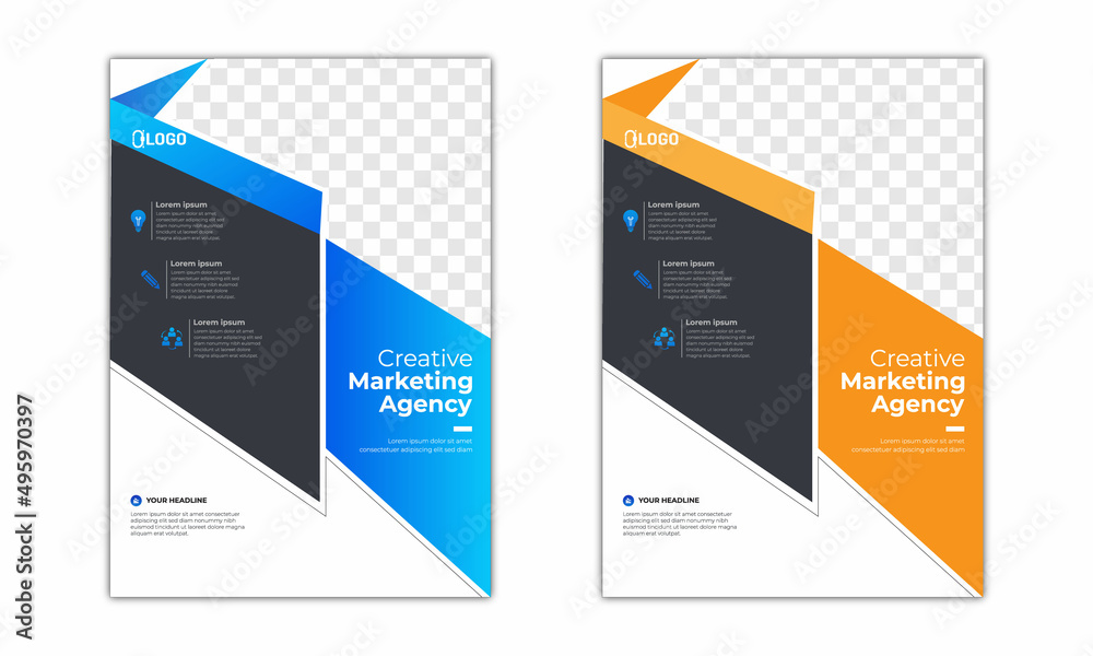 Modern digital marketing agency flyer template, Brochure template poster background for business design.	