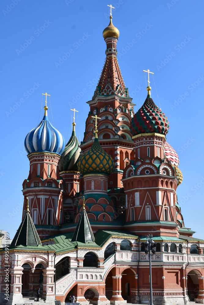 Close-up. Basil's Cathedral on the red square of the Kremlin.