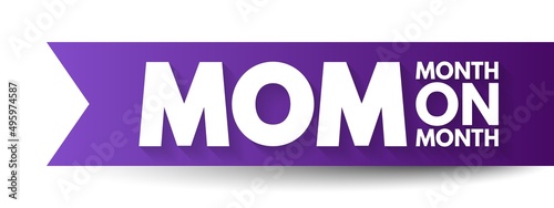 MOM Month On Month - comparing data from one month to the previous month, acronym text concept background