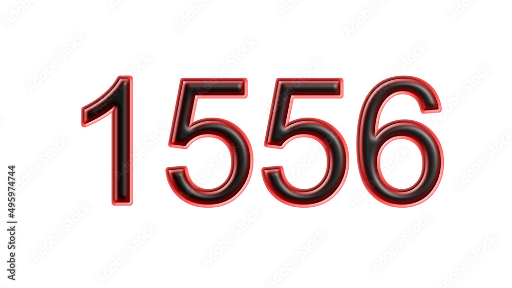 red 1556 number 3d effect white background red 1556 number 3d effect white background