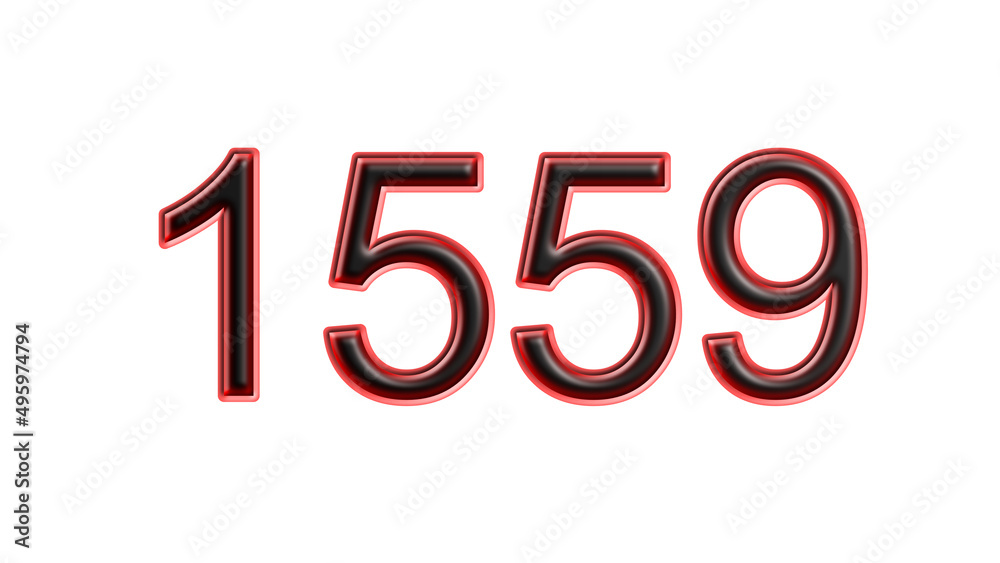 red 1559 number 3d effect white background red 1559 number 3d effect white background