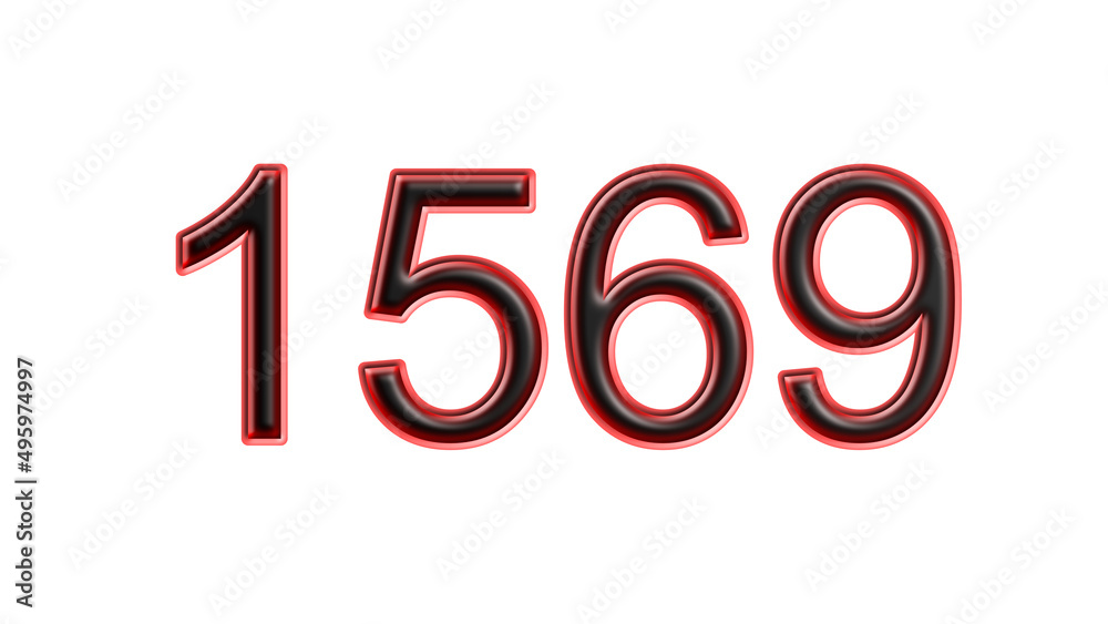 red 1569 number 3d effect white background red 1569 number 3d effect white background