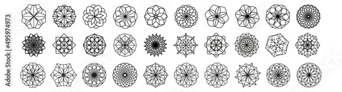 Guilloche vector elements.Symmetrical geometric elements.
