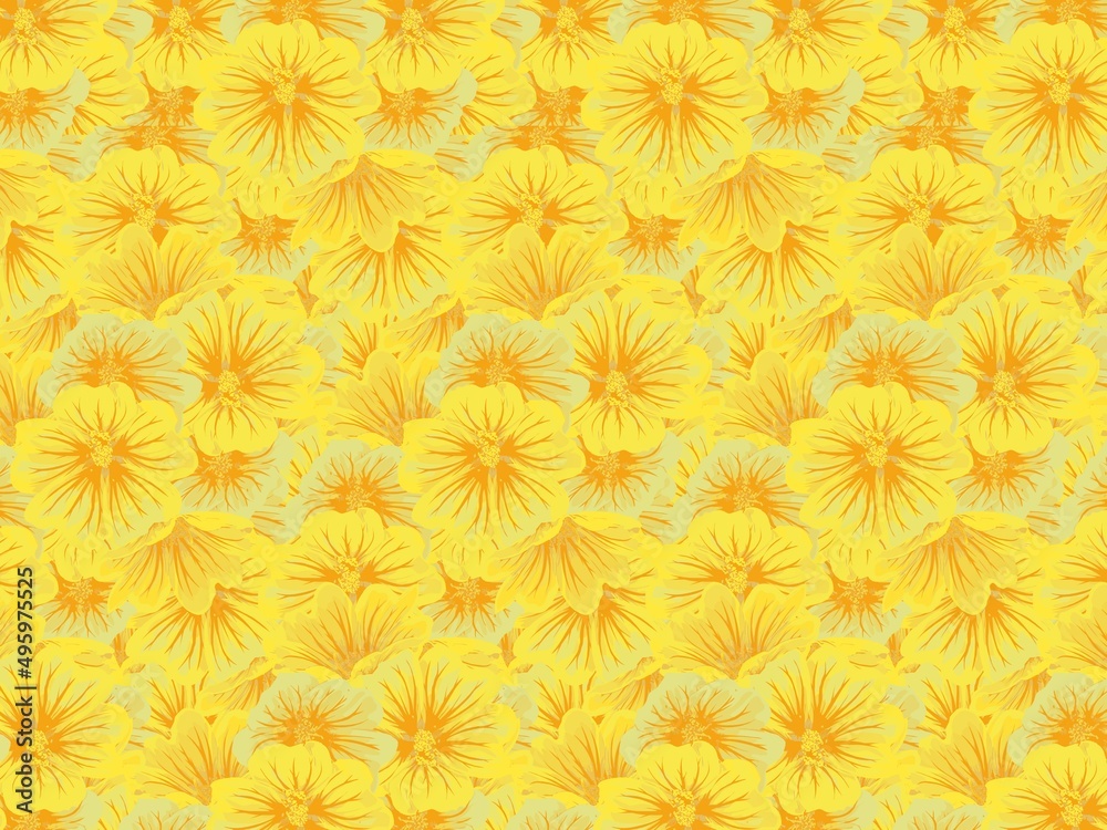 Yellow flowers background, Decorative flower paper, uniform texture, Vector for printing, Textures for design, Decorative background, invitations, presentation, Packaging.