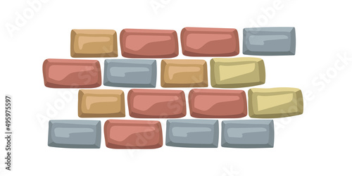 Brickwork. Brick wall. Vector clipart isolated on white background.